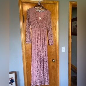 Pinkblush lace maternity dress.